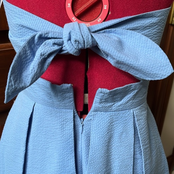 Lauren James  Corbin Dress Delta blue NWT strapless  tie back pleated skirt Sz S - Picture 9 of 13